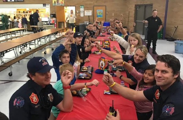 Valley View Elementary students earned a lunch with their super heroes!