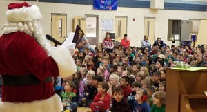 Santa reading Christmas stories at the new Burch Creek Elementary
