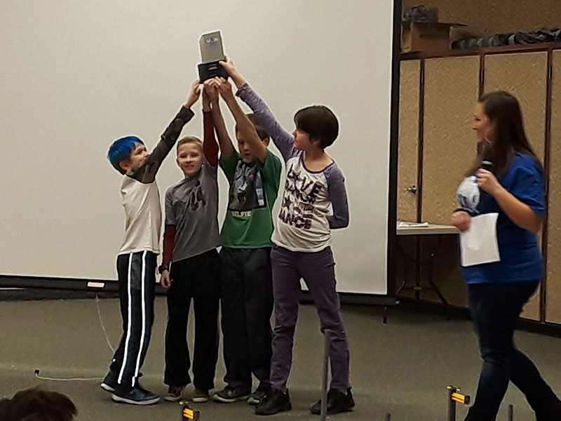 VEX competition at Kanesville Elementary - Students Winning Trophy
