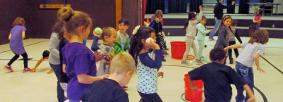 By Following Rules, Roy Elementary Students earn Ram Bucks for an Indoor Snowball Activity