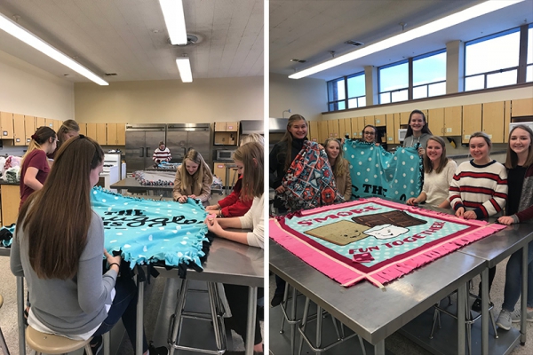 FCCLA Students Tie Blankets and Donated them to Youth Futures